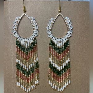 Handmade fringe earrings in pretty autumn colors.